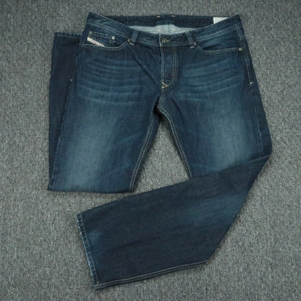 Diesel Jeans Mens 38x32 Blue Viker Straight 5 Pocket Dark Wash Denim